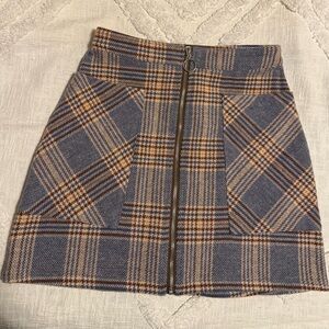 Chic Plaid Mini Skirt with Front Zipper